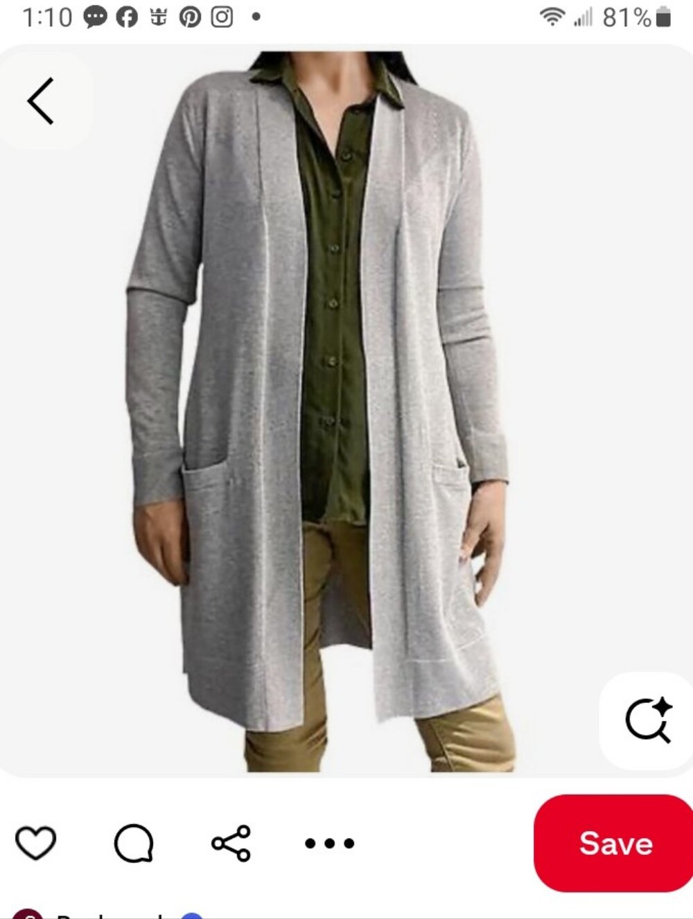 Alexander and Oak Womens Size XXL Light Gray Open-Front Sweater Cardigan